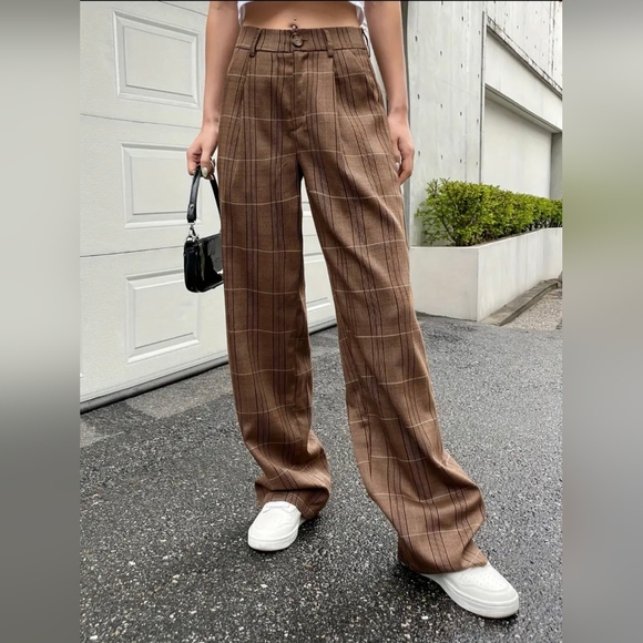 Plaid Wide Leg Pants - Picture 4 of 5